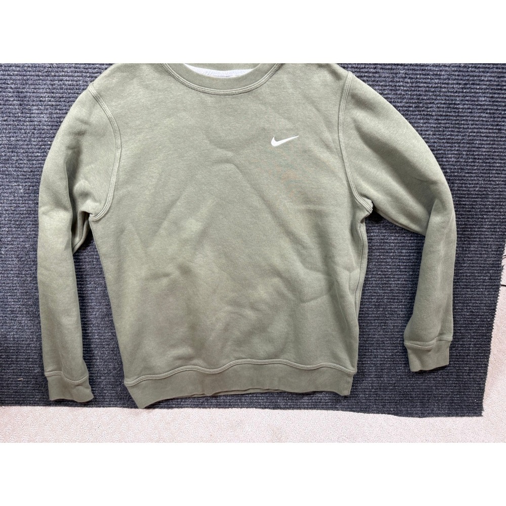 Nike Mens Sportswear Club Fleece Crewneck Sweatshirt Olive Green Large EUC